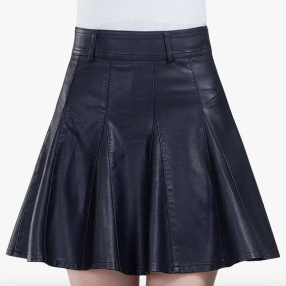 Pleated Faux Leather Skort in Black - Picture 1 of 5